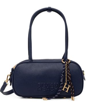 Silvian Heach Logo-Debossed Charm-Detail Tote Bag - Blue