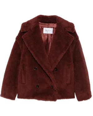 Max Mara Double-Breasted Teddy Coat - Red