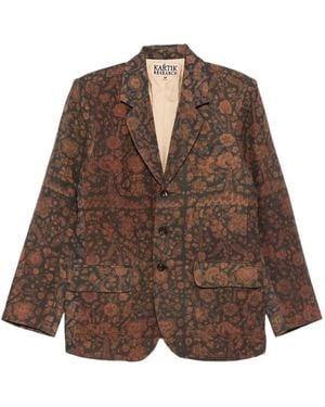 Kartik Research Floral-Pattern Blazer - Brown