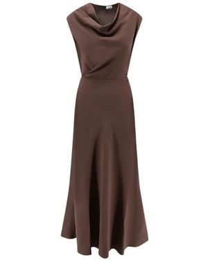 Brunello Cucinelli Kleid Mit Drapiertem Ausschnitt - Braun