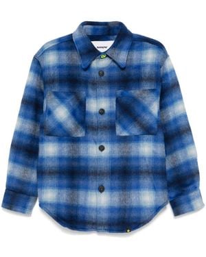 Barrow Checked Flannel Button-Down Wool-Blend Shirt - Blue