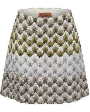 Missoni Zigzag-Knit A-Line Mini Skirt - White