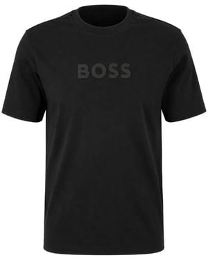 BOSS Camiseta De Algodón Con Logo Estampado - Negro