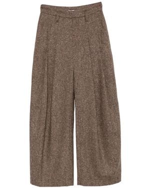 Brunello Cucinelli Pleated Tweed Trousers - Brown