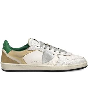 Philippe Model Nice Textured Leather Trainers - White