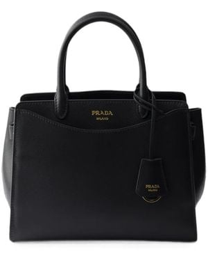 Prada Prelude Medium Leather Handbag - Black