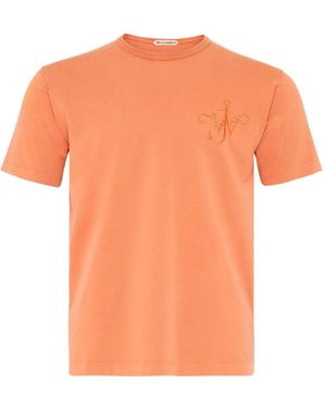 JW Anderson Ribbon Anchor-Embroidered T-Shirt - Orange
