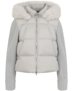 Moose Knuckles Fur-Trim Panelled Jacket - White