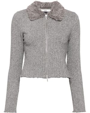 B+ AB Zip-Up Ribbed Cardigan - Grey