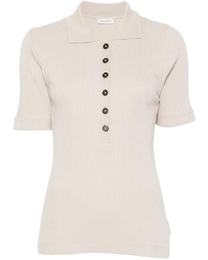 Marc O' Polo Ribbed-Knit Polo Top - White