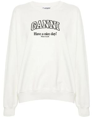 Ganni Organic Cotton Oversized Sweatshirt - White