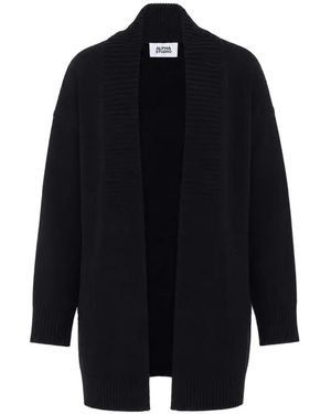 Alpha Studio Ribbed-Trim Open-Front Cardigan - Blue