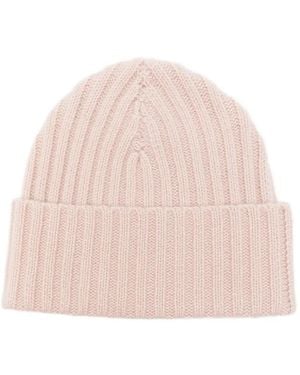 Warm-me Ribbed Cashmere Beanie Hat - Pink