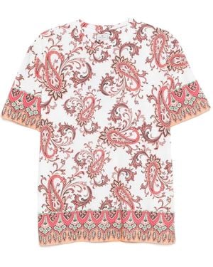 Etro T-Shirt With Paisley Trim - Pink