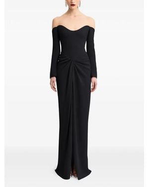 Gemy Maalouf Off-Shoulder Draped Maxi Dress - Black