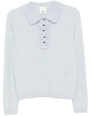 Allude Ruffle-Trim Polo Shirt - White
