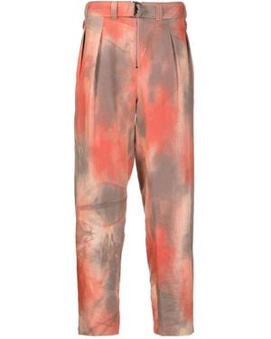 Emporio Armani Pleated Tie-Dye Trousers - Red