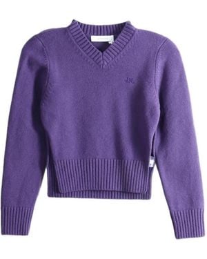 JULIE KEGELS Shrunken Cut-Out V-Neck Jumper - Purple