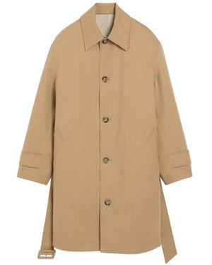 Ami Paris Water-Repellent Cotton Twill Belted Mac Coat - Natural