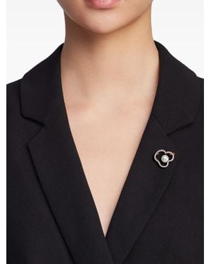 Tasaki 18K Rose Chants Signature Akoya Pearl And Diamonds Brooch - Black