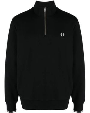 Fred Perry Pullover Mit Reißverschluss - Schwarz