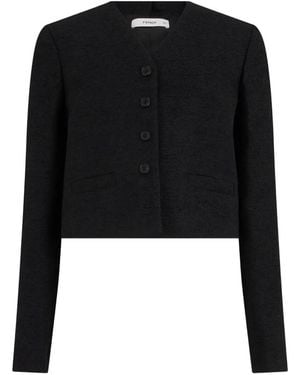 Fendi Bouclé Wool Jacket - Black