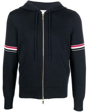 Thom Browne Felpa A Righe Con Zip - Blu
