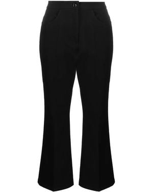 Jil Sander Pressed-Crease Flared Cropped Pants - Black