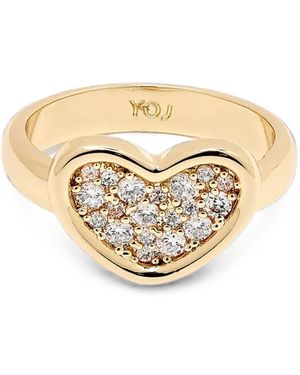 Yoj Loff Heart Crystal-Embellished Rings - Metallic