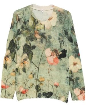 R13 Pullover mit Blumen-Print - Grün