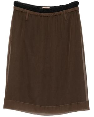 N°21 Lace-Trim Elasticated Mid Skirt - Bruin