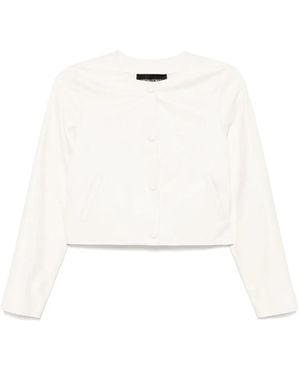 Cynthia Rowley Downtown Cropped Leather Jacket - White
