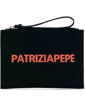 Patrizia Pepe Logo-Intarsia Pouch - Black