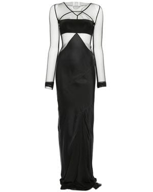 Rick Owens Combo Long-Sleeve Maxi Dress - Black