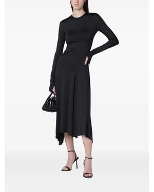 Victoria Beckham Asymmetric Long-Sleeve Midi Dress - Black