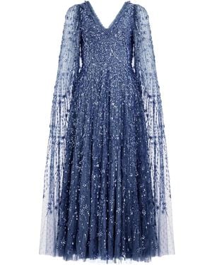 Needle & Thread Avondjurk Verfraaid Met Pailletten - Blauw