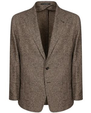 Tagliatore Basket-Weave Single-Breasted Blazer - Brown