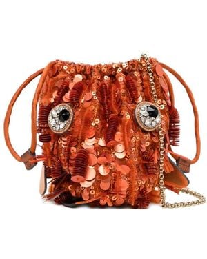 Anya Hindmarch Sequin-Embellished Crystal-Detail Crossbody Bag - Red
