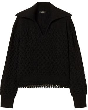 Twinset Cable Knit And Crochet Sweater - Black