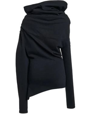 A.W.A.K.E. MODE Asymmetric Draped-Neck Top - Black