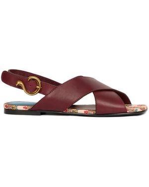 Etro Low Leather Sandals With Crossover Detail - Brown