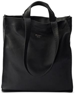 Prada Sac Cabas En Cuir Nappa - Black