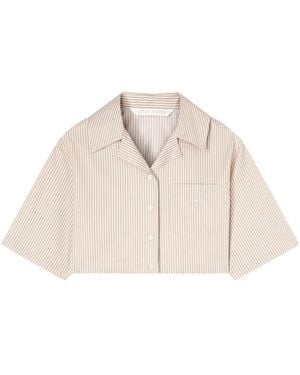Palm Angels Cropped Cotton Shirt - Natural