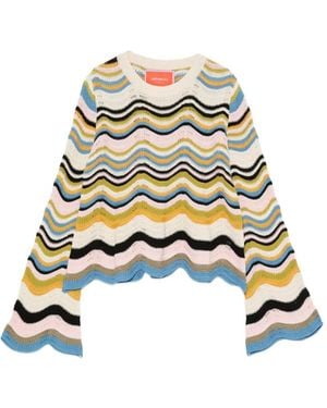 La DoubleJ Jersey Corto Con Motivo Chevron - Blanco