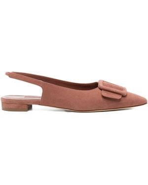 Manolo Blahnik Buckle-Embellished Slingback Court Shoes - Brown