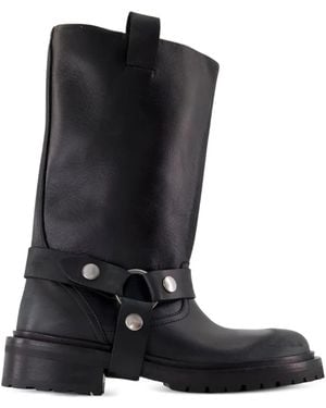 Golden Goose Kurt Buckle-Strap Calfskin Boots - Black