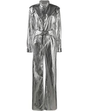 Off-White c/o Virgil Abloh Racing Metallic Effect Jumpsuit - Gray