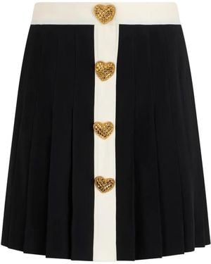 Moschino Pleated Heart-Button Mini Skirt - Black