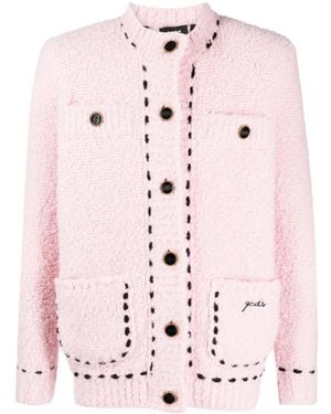 Gcds Contrast-Stitching Bouclé Jacket - Pink