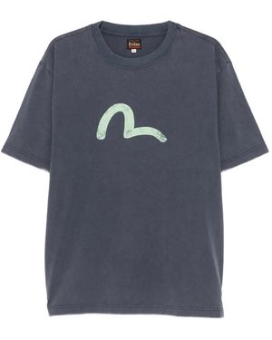 Evisu Seagull-Print T-Shirt - Blue